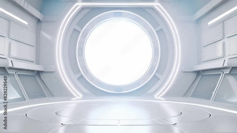 podium Futuristic showcase with platform for product displaying. Empty modern stage display. Seamless looping motion design. Video animation Ultra HD 4K 3840x2160
