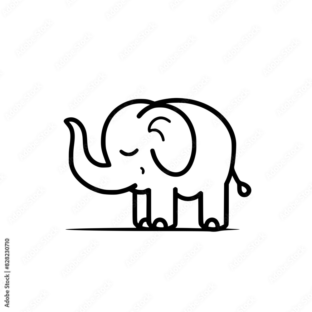 Obraz premium Cute Cartoon Elephant Outline Drawing 