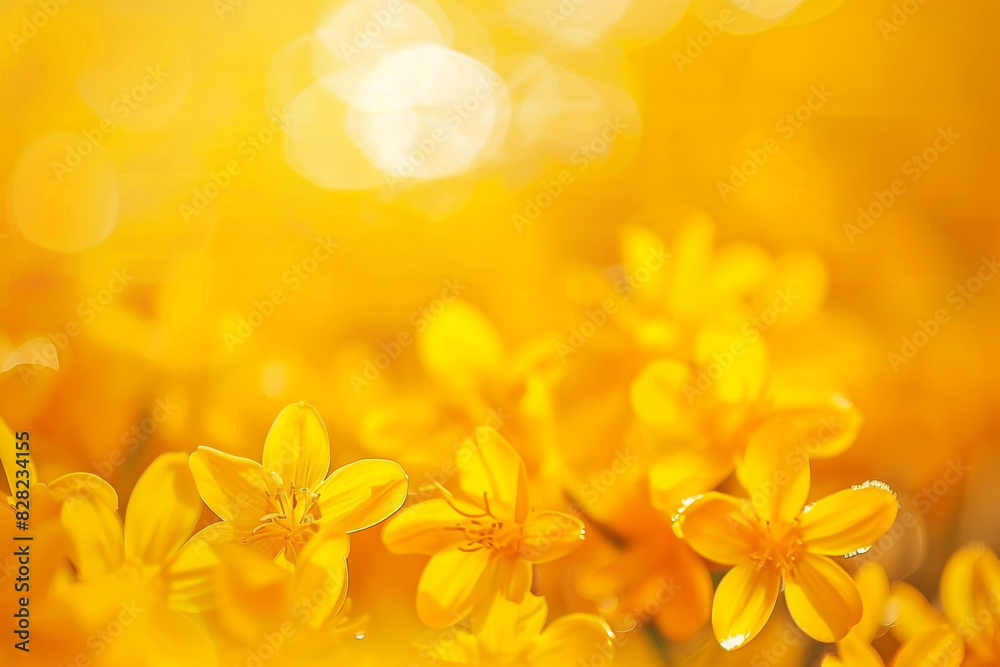 Obraz premium Saffron yellow defocused background enhancing warm, festive event atmospheres.
