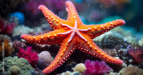 Beautiful colorful close up sea starfish background