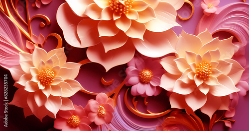 Beautiful elegant 3d style flower background photo