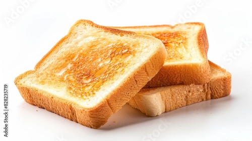 Three Slices Of Toast On A White Background.