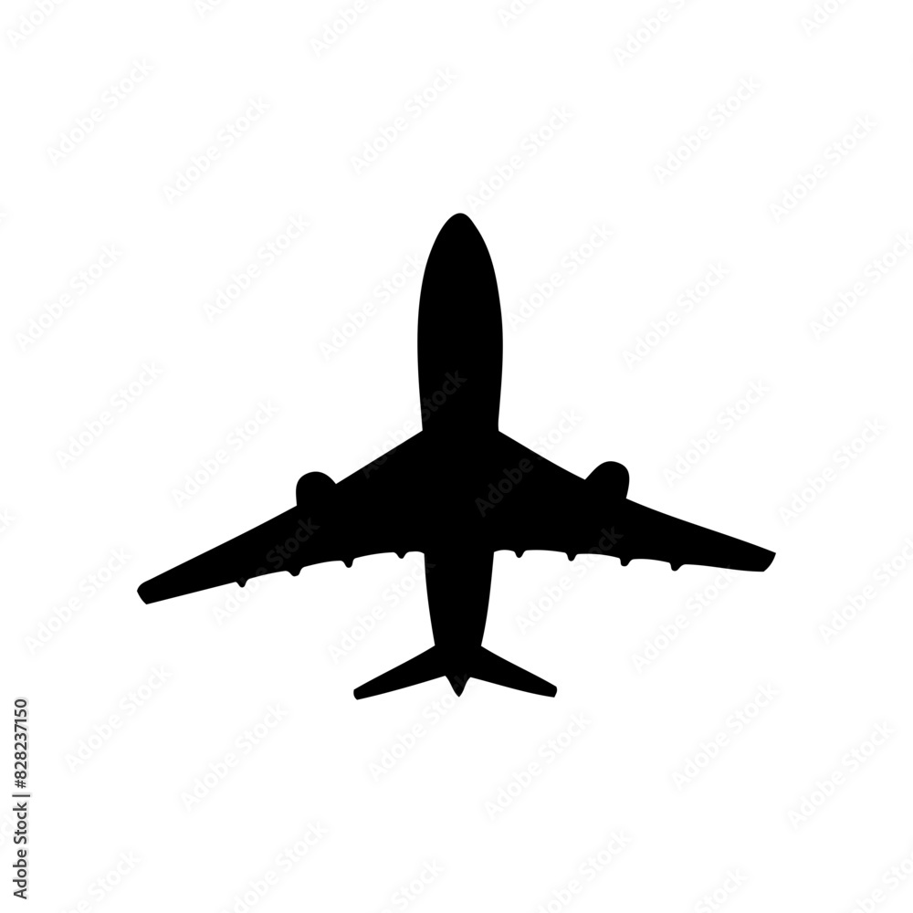 Vector silhouette of an airplane taking off. simple design