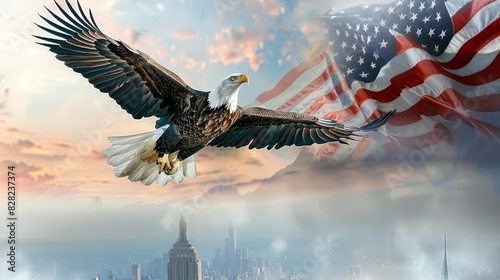 Soar High With The American Bald Eagle, A Symbol Of Freedom And Strength. photo