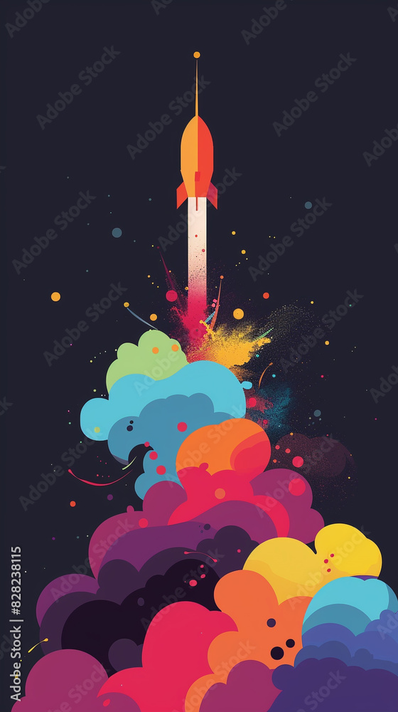 Naklejka premium Illuminate the Night: Sleek Flat Design Vector Artwork