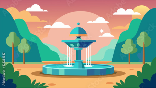 The distant sound of a trickling fountain creating a peaceful ambiance and helping to clear the mind of distractions.. Vector illustration