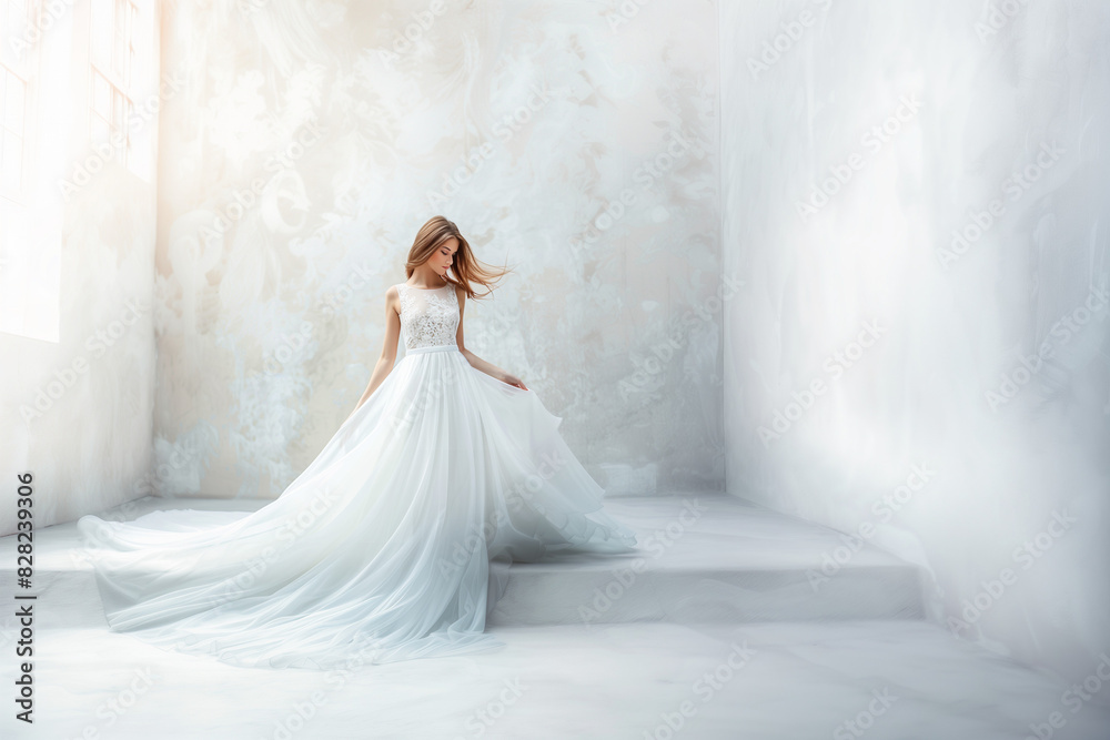 Regal Sophistication: Classic Ball Gown Wedding Dress with Light, Minimal Backdrop - Clean composition, Ample Negative Space - Space for Text - timeless wedding imagery - stunning bridal photograpy Regal Sophistication: Classic Ball Gown Wedding Dress with Light, Minimal Backdrop - Clean composition, Ample Negative Space - Space for Text - timeless wedding imagery - stunning bridal photograpy