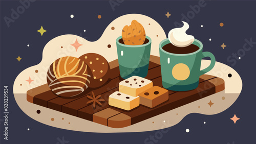 As the weather cools down the Cozy Comfort Snack Board offers a warm escape with indulgent hot cocoa rich chocolate truffles warm cinnamon rolls and. Vector illustration