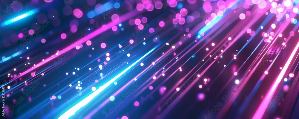 Naklejka premium A vibrant abstract backdrop with neon lights shimmering against a dark background