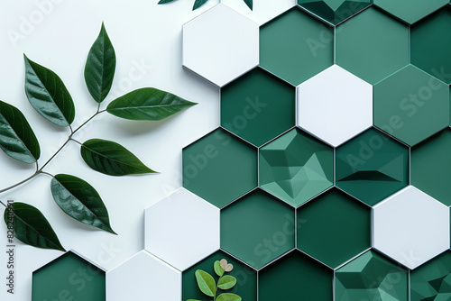 Sophisticated emerald and white hexagon pattern for environmental advocacy brochures.