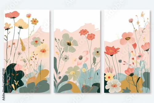 Modern Abstract Floral Art Minimalist Daisy Collection Poster Card Print Design
