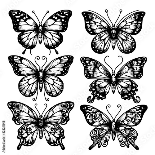 set of butterflies