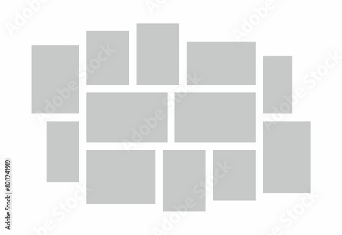 Pictures or photos frame collage. comics page grid layout abstract photo frames and digital photo wall template