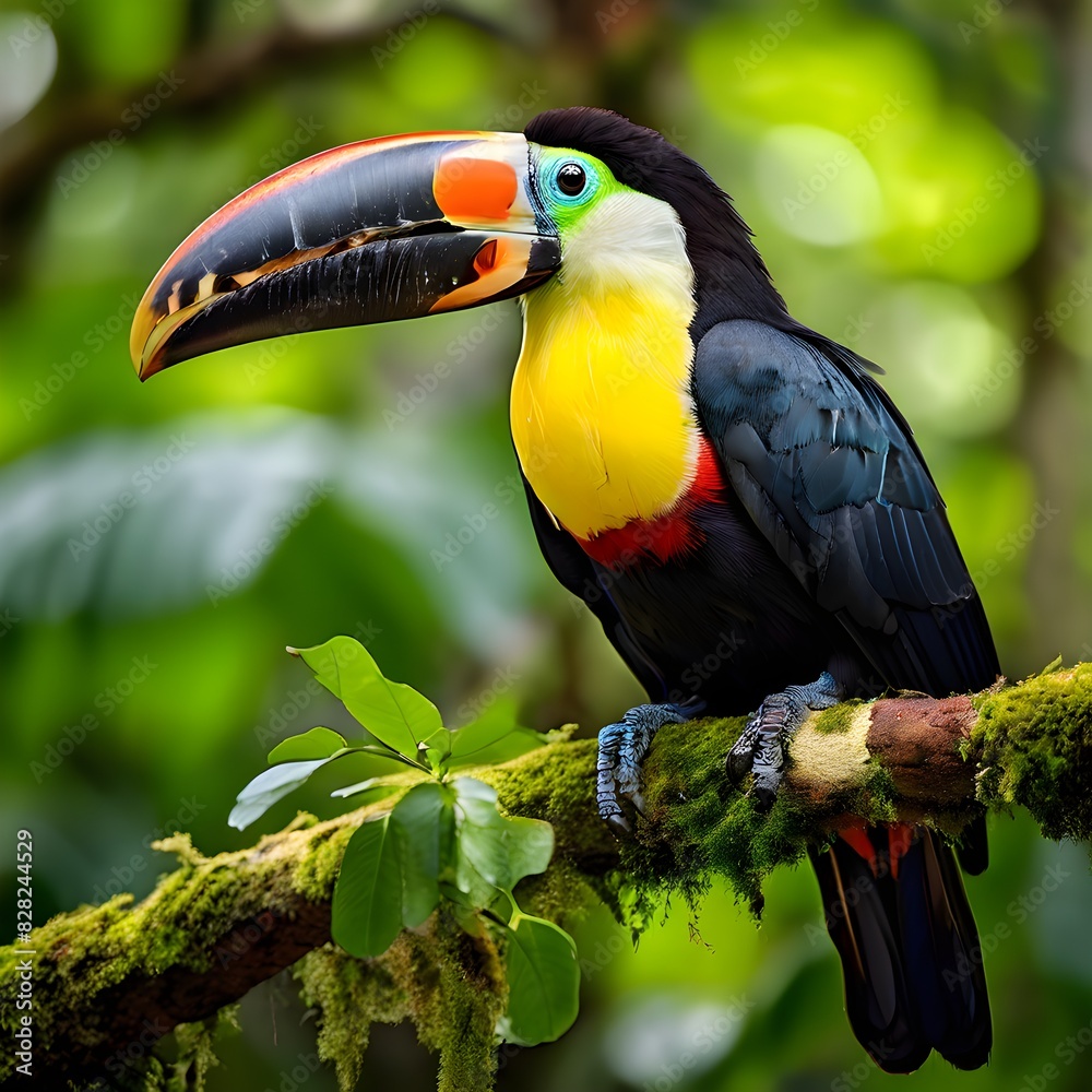 Fototapeta premium Exploring the Forest Home of the Keel-Billed Toucan