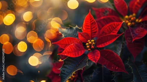 A flower illuminated by the spirit of the holiday season