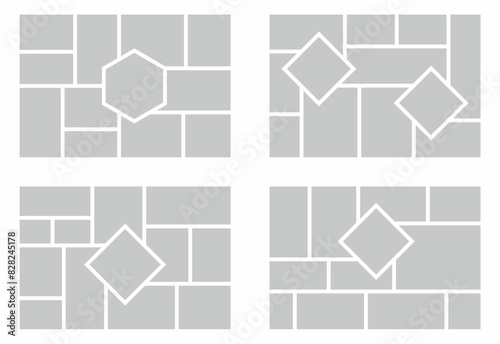 Set Pictures or photos frame collage abstract photo frames and digital photo wall template
