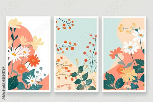 Modern Abstract Floral Art Minimalist Daisy Collection Poster Card Print Design