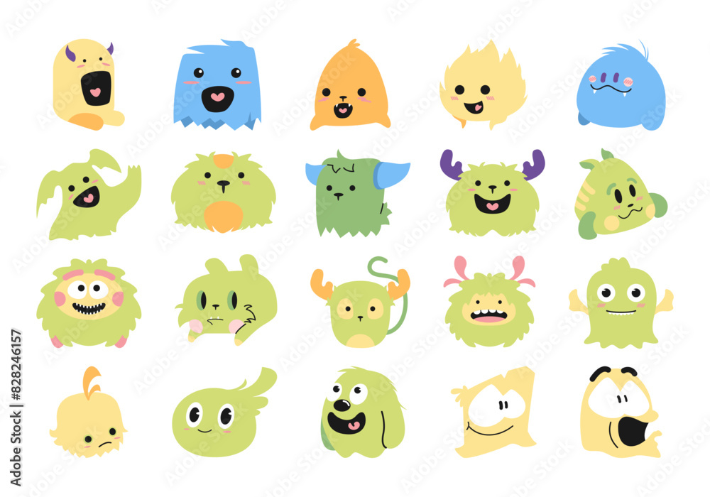 Cute Doodle Monster Element Set Cute Doodle Monster Element Set
