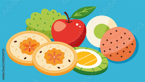 Nutfree and allergyfriendly options like rice cakes sunflower seed butter and fresh fruit slices perfect for school snacks and playdates.. Vector illustration