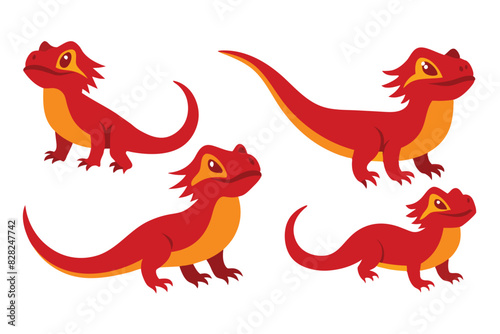 Set of Bearded Dragon black vector on white background