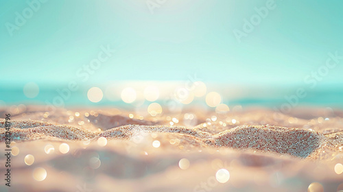 Relaxing beach scene under a tranquil sky, sun-kissed sands and mesmerizing bokeh.
