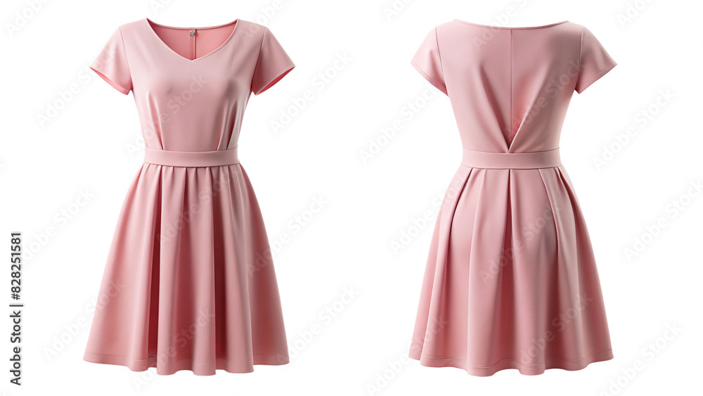 Elegant Pink Dress Mockup - Front and Back View isolated PNG on transparent background Elegant Pink Dress Mockup - Front and Back View isolated PNG on transparent background