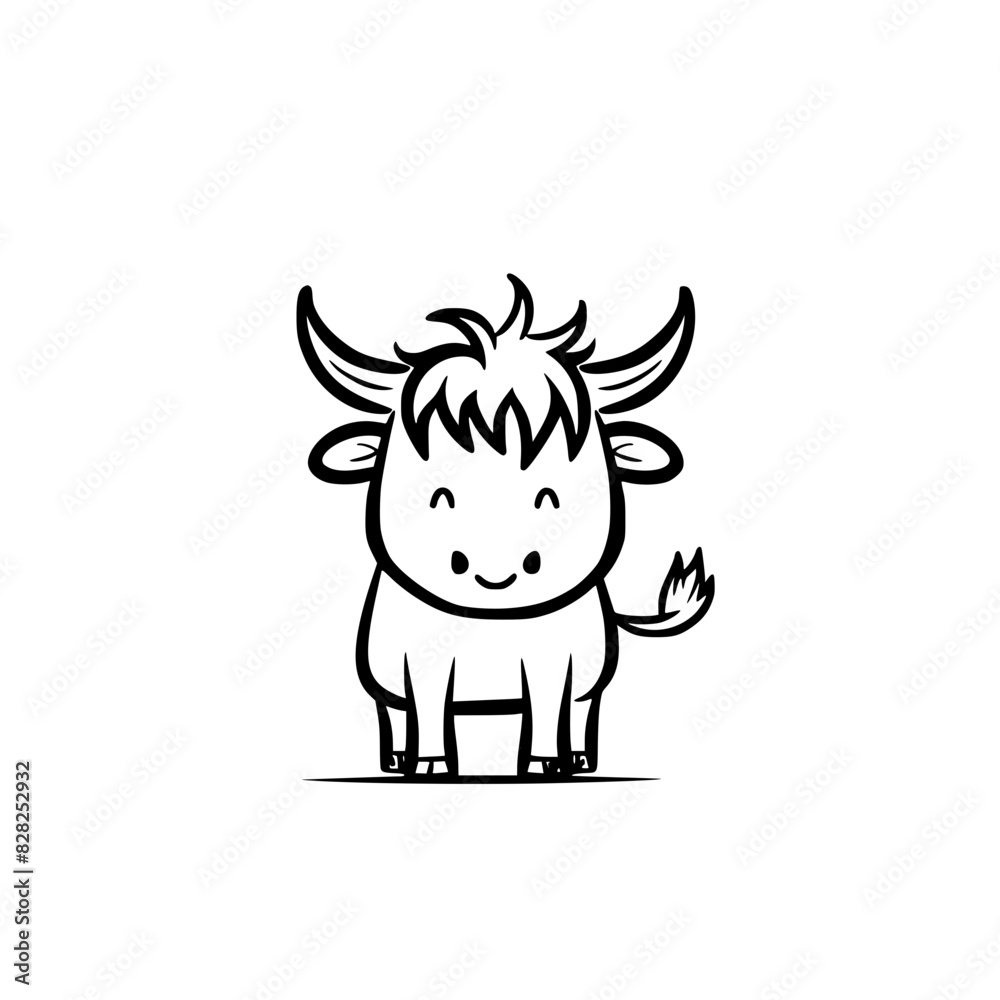 Cute Cartoon Highland Cow Line Drawing
Cute Cartoon Highland Cow Line Drawing