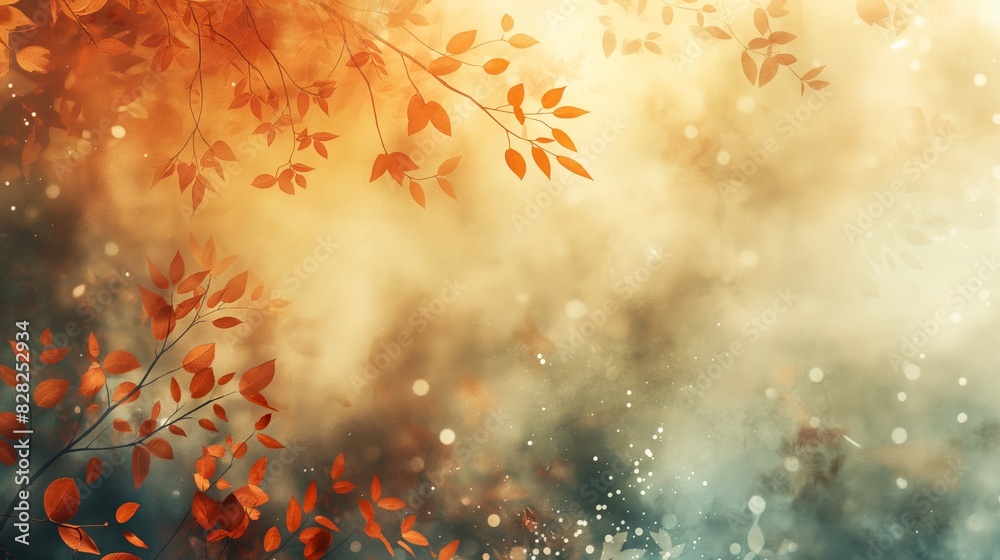 Dreamy autumn scene with orange and red leaves in soft focus, creating a warm and serene atmosphere. Dreamy autumn scene with orange and red leaves in soft focus, creating a warm and serene atmosphere.