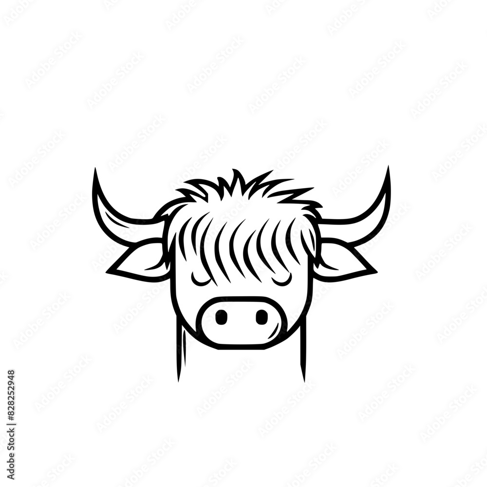 Cute Cartoon Highland Cow Line Drawing
Cute Cartoon Highland Cow Line Drawing