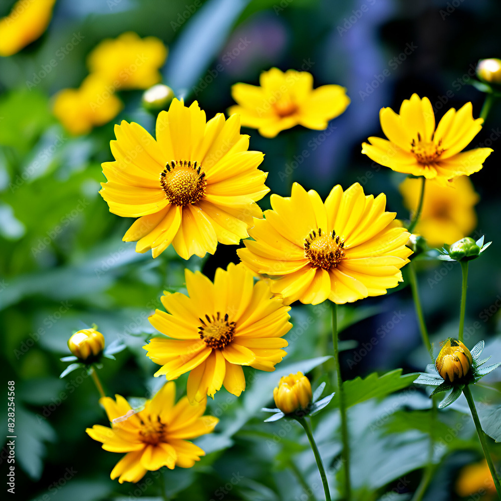 Yellow summer daisy flowers in garden Yellow summer daisy flowers in garden