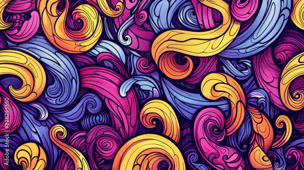 Vibrant Swirls. Colorful Abstract Waves in Psychedelic Pattern. Vibrant Swirls. Colorful Abstract Waves in Psychedelic Pattern.