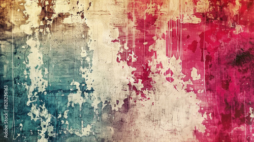 Grunge Texture Background and Vibrant Fusion. Artistic Grunge Texture with Red, Teal, and Gold Accents for Modern Background. 