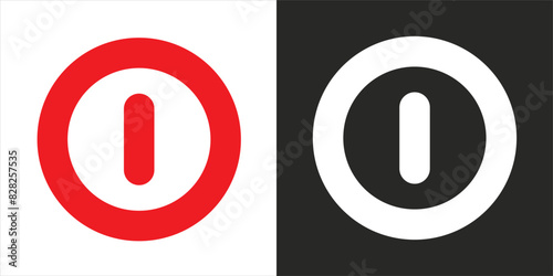 on and off button icon. red and black. minimalist and elegant. active and inactive icons