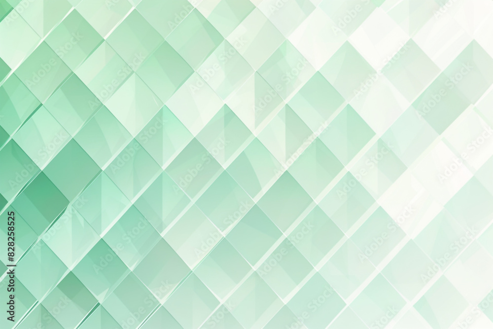 Fototapeta premium Pastel mint green geometric diamonds in a chic gradient for a serene setting.