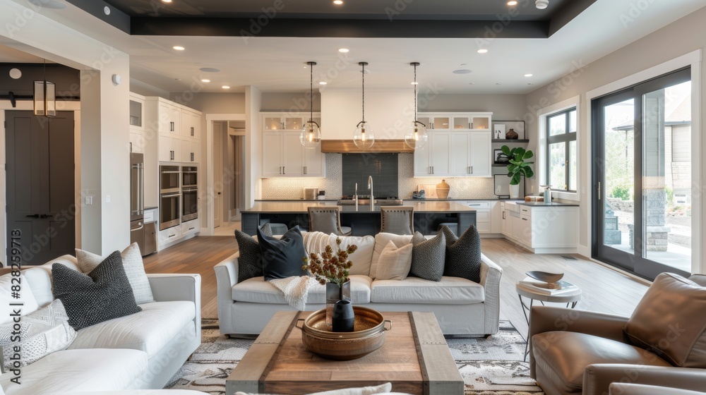 Fototapeta premium Stylish interior design inspiration. showcasing newly built houses with inviting living environments