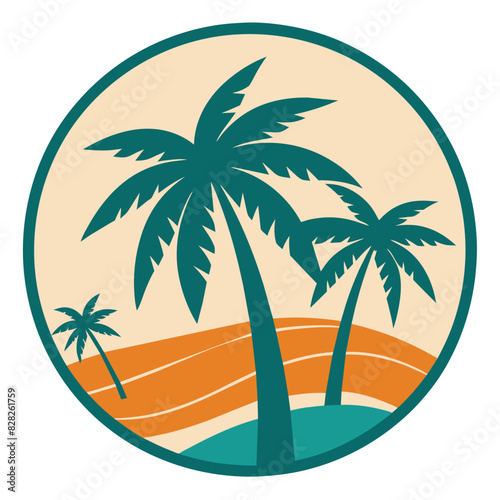 Vector logo and print design templates  summer palms  tropical hand drawn illustrations  tropical surfing concept  vacation and travel  palm trees