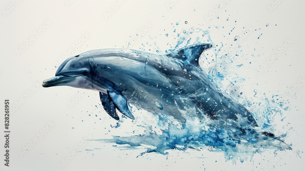 Illustrate a side view of a leaping dolphin Illustrate a side view of a leaping dolphin