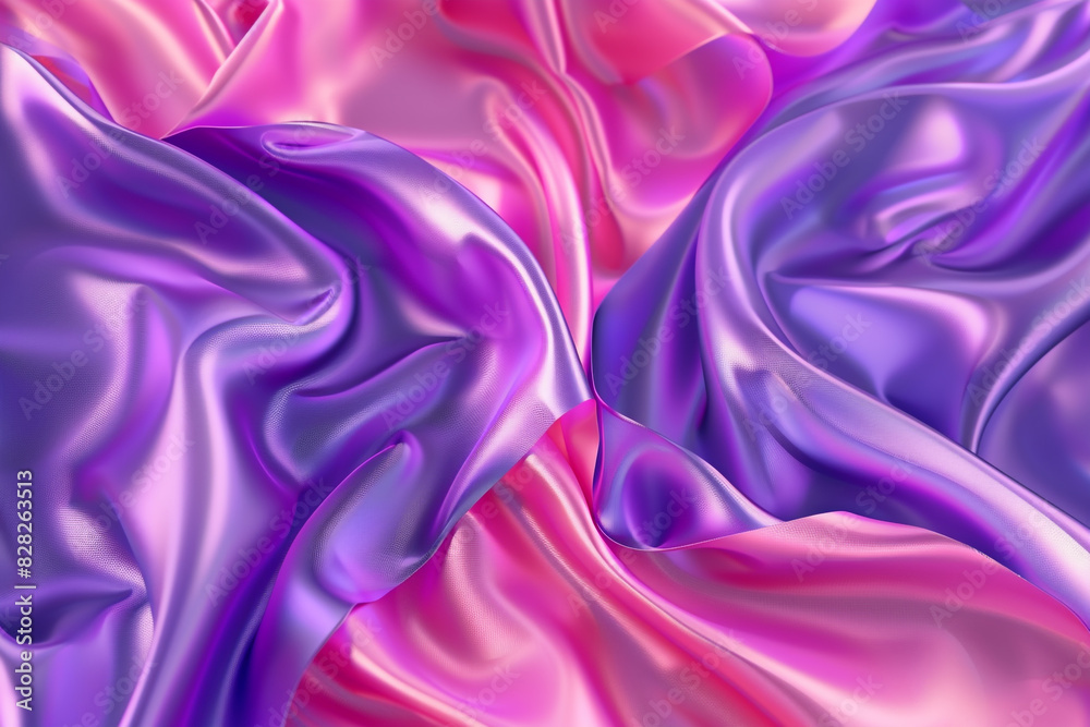 Fototapeta premium Beauty product launch with silky bright purple and pink 3D shapes.