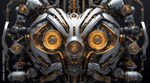 High-tech background featuring symmetrical robotic components