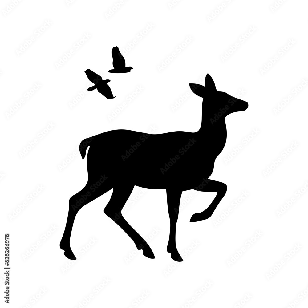 Vector silhouette of a deer in an elegant pose. simple design Vector silhouette of a deer in an elegant pose. simple design