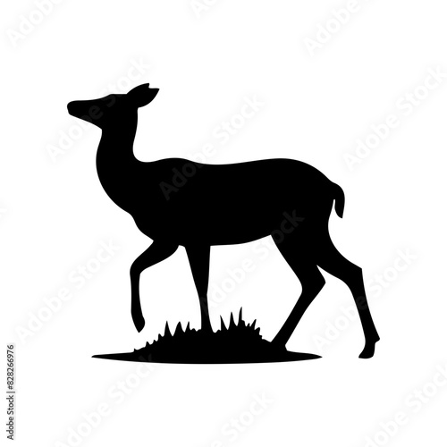 Vector silhouette of a deer in an elegant pose. simple design