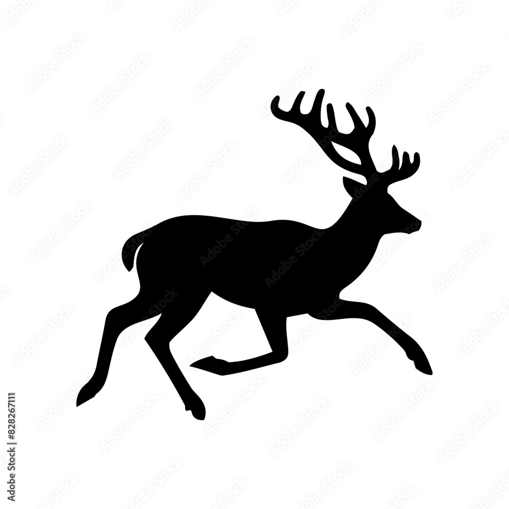 Obraz premium Vector silhouette of a deer in an elegant pose. simple design