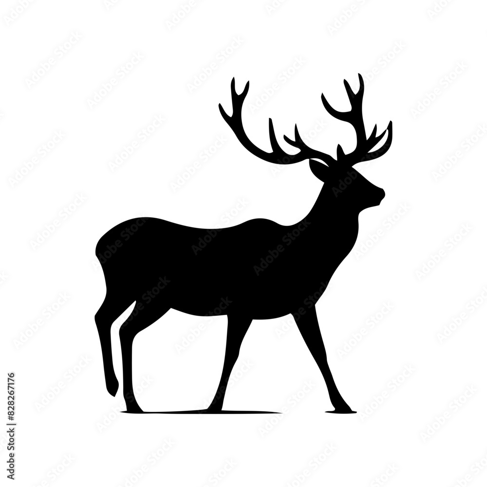 Obraz premium Vector silhouette of a deer in an elegant pose. simple design