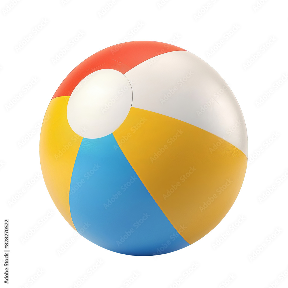 A colorful beach ball with red, yellow, blue, and white panels. Perfect for summer fun and beach activities. A colorful beach ball with red, yellow, blue, and white panels. Perfect for summer fun and beach activities.