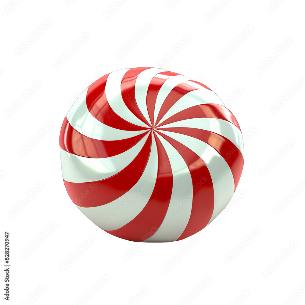 A glossy, red and white peppermint candy with a swirl design. Perfect for holiday themes or sweet treats. A glossy, red and white peppermint candy with a swirl design. Perfect for holiday themes or sweet treats.