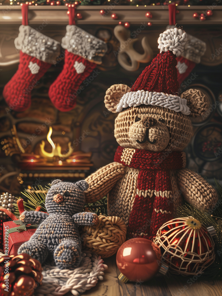 there are two teddy bears that are sitting next to each other