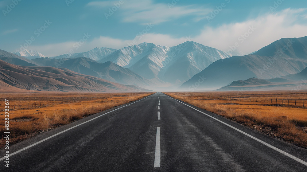 there is a long road going through a desert with mountains in the background there is a long road going through a desert with mountains in the background