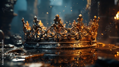 beautiful queen crown on gothic dark background
