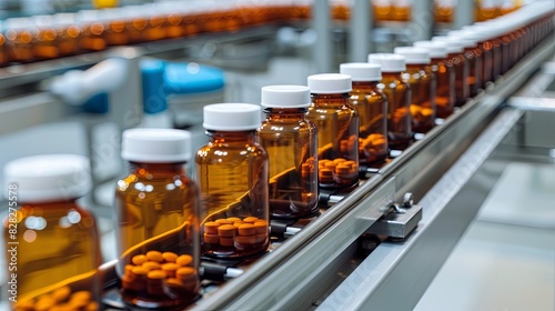 Wallpaper Mural Pharmaceutical Factory Production Line: Medicine Tablets Bottling Process Torontodigital.ca