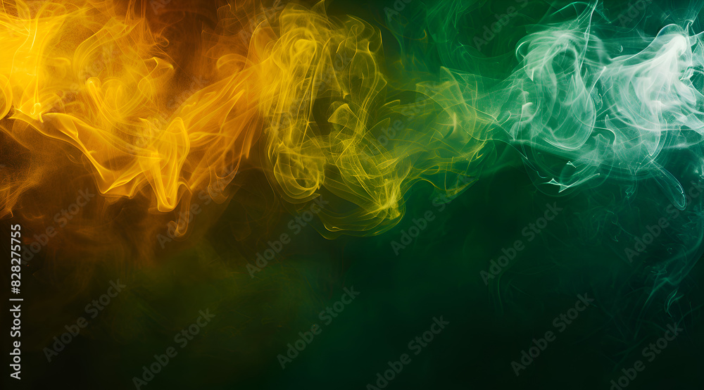 A colorful smokey background with green and yellow tones. The smoke is thick and dense, creating a sense of depth and movement A colorful smokey background with green and yellow tones. The smoke is thick and dense, creating a sense of depth and movement